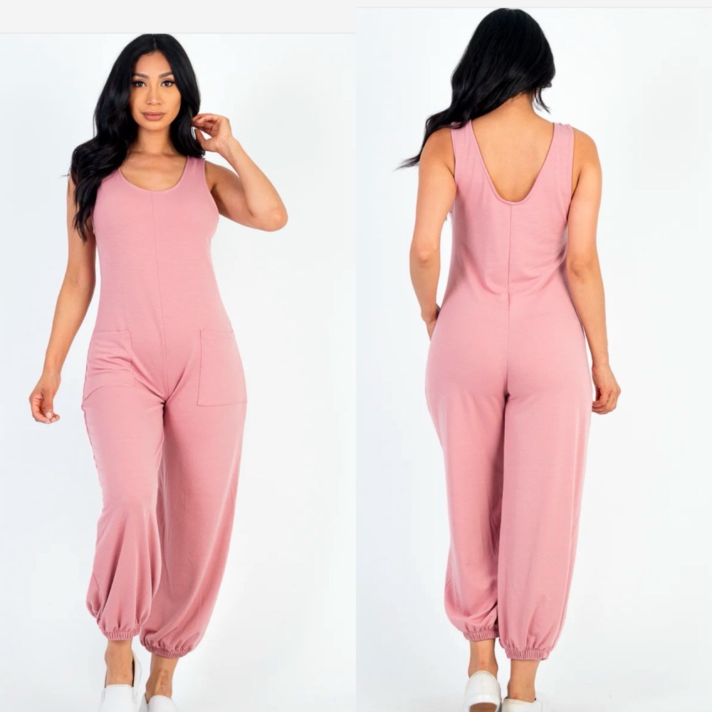 Women's Pink Sleeveless Jumpsuit